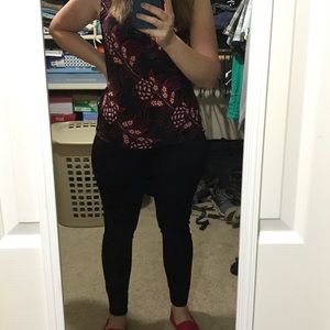 Red, white and Black top